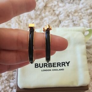 Burberry Black and Gold Hoop Earrings